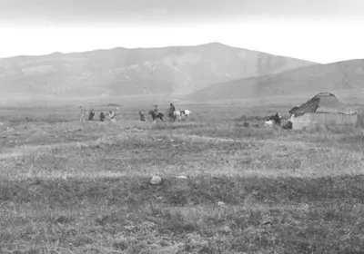 Black and white photo of excavation<br><br>